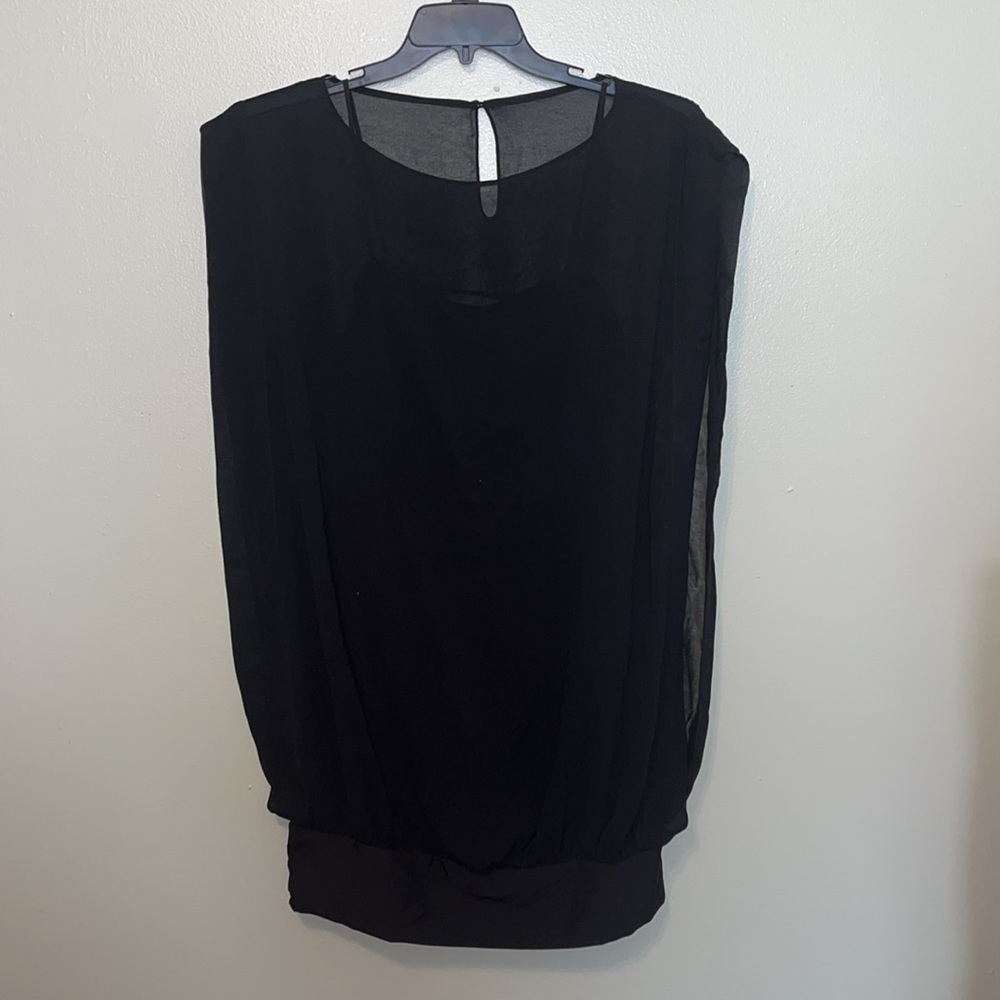 Zara Basic Black Blouse spaghetti strap with shee… - image 2